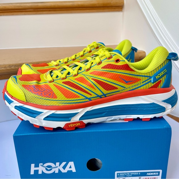 NWT Hoka Mafate Speed 2 Running Shoes Unisex Trail in Flame / Evening Primrose - Picture 15 of 16